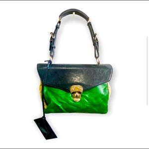 BALENCIAGA Tricolor Arena Flap Bag
Color blue, green cream